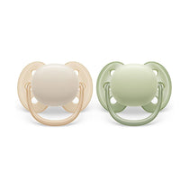 Philips Avent Ultra Soft Baby Soother 0-6 Months 2 Pack - Beige/Pastel Green
