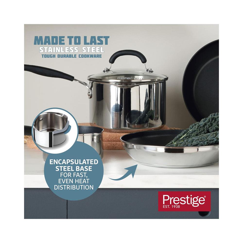 Prestige Made To Last Stainless Steel Non-Stick Milk Pan 14cm/0.9 Litres - Silver