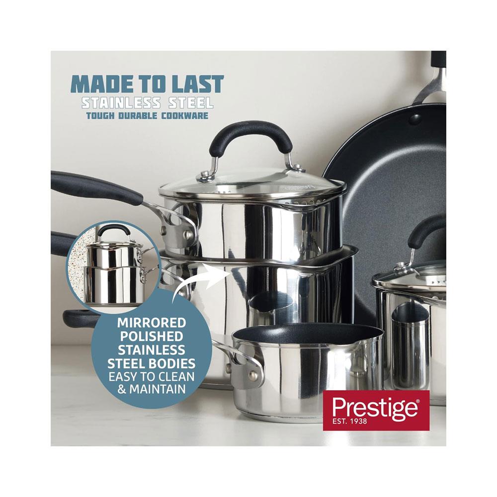 Prestige Made To Last Stainless Steel Non-Stick Milk Pan 14cm/0.9 Litres - Silver