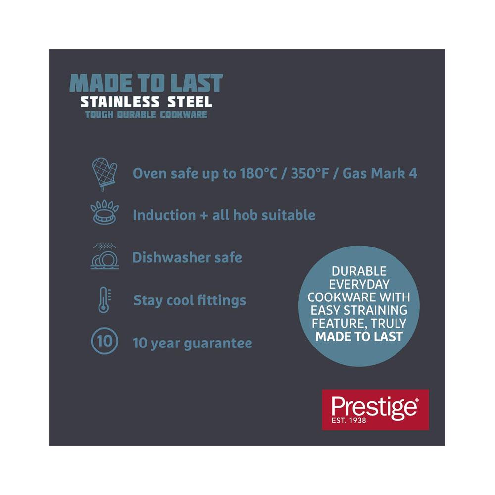 Prestige Made To Last Stainless Steel Non-Stick Milk Pan 14cm/0.9 Litres - Silver
