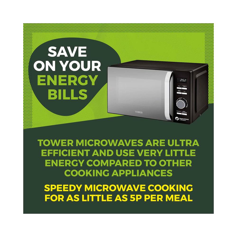 Tower Cavaletto Manual Microwave With 5 Power Levels 800W 20 Litre - Black & Rose Gold