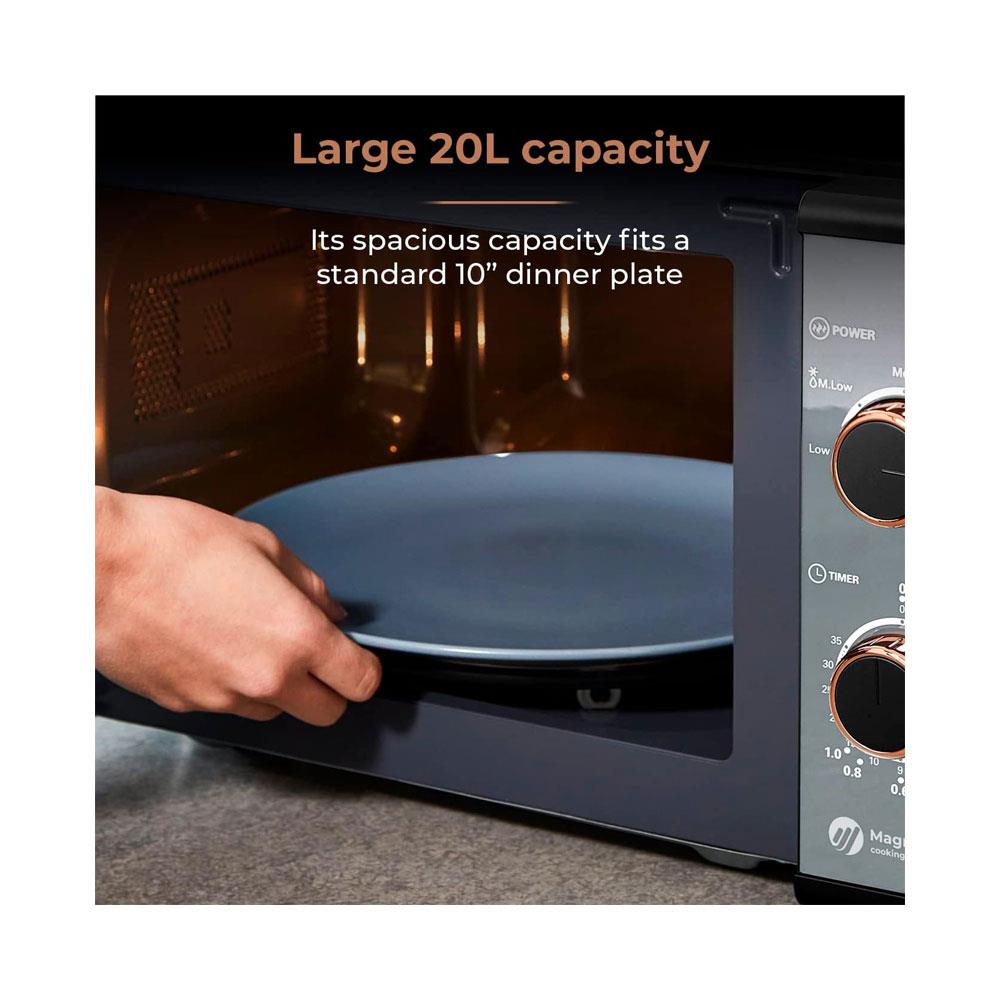 Tower Cavaletto Manual Microwave With 5 Power Levels 800W 20 Litre - Black & Rose Gold