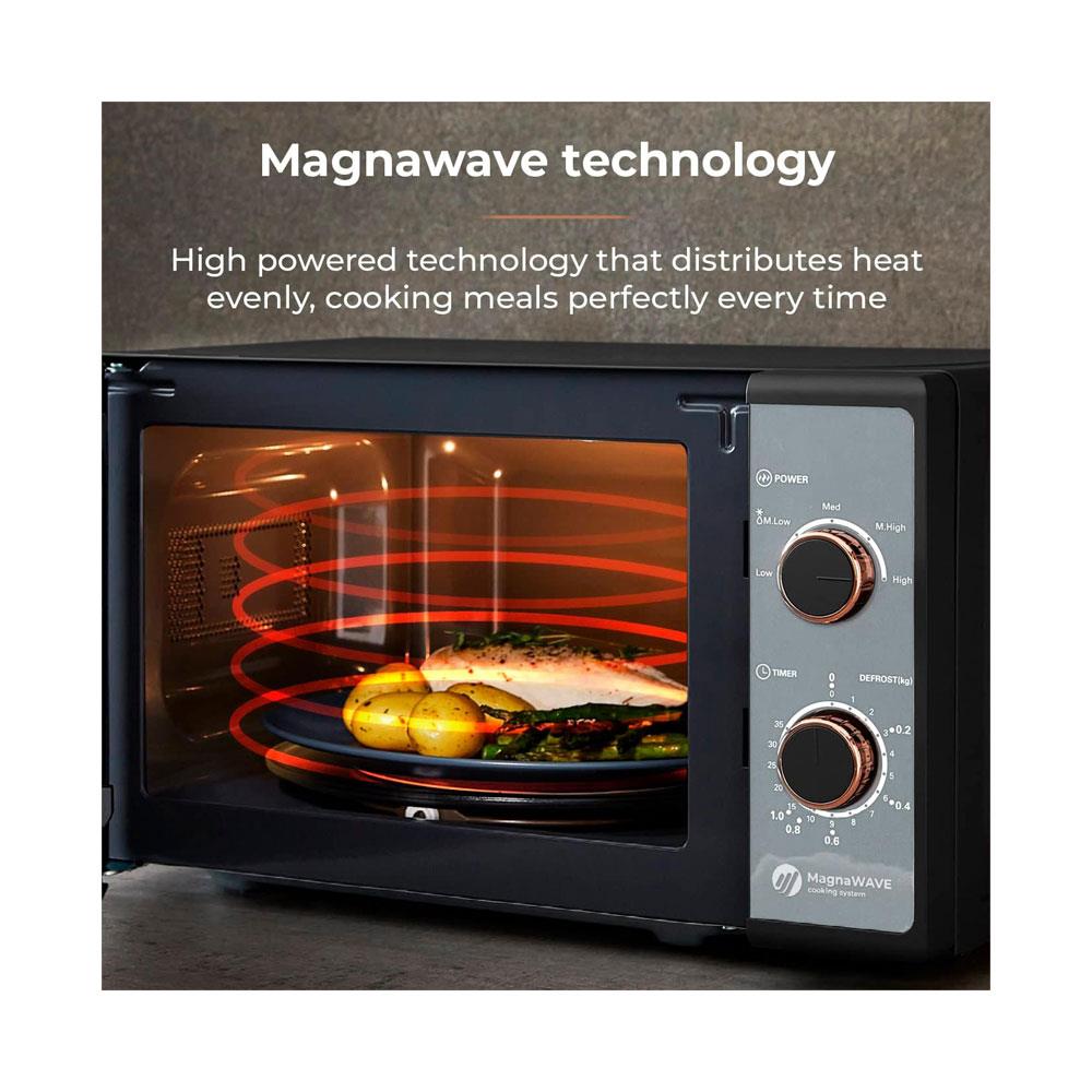 Tower Cavaletto Manual Microwave With 5 Power Levels 800W 20 Litre - Black & Rose Gold