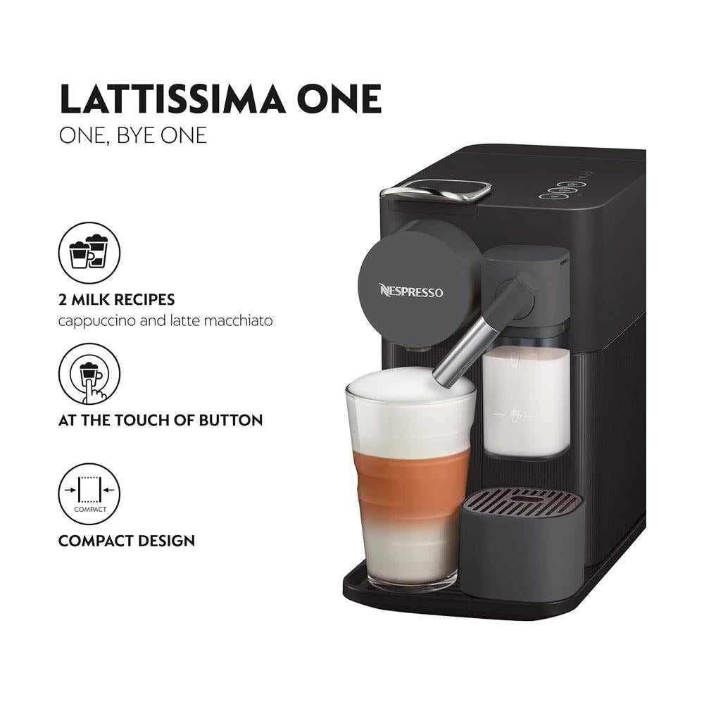 Delonghi Nespresso Latissima One Pod Coffee Machine With Milk Frother 1450W 1 Litres - Black