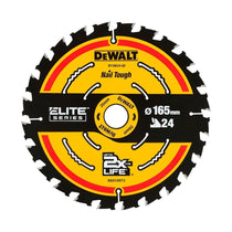 DeWalt ELITE CSB Cordless Extreme Premium Circular Saw Blade 165 mm x 20 mm 24T - Yellow