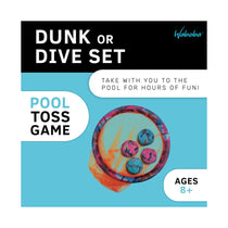 Waboba Dunk or Dive Pool Toy Toss Game Floating Ring Net & Dive Ball Set - Multicolour