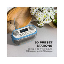 Audible Fidelity Detroit DAB/DAB Plus Retro Radio With Alarm Clock LCD Display - Blue