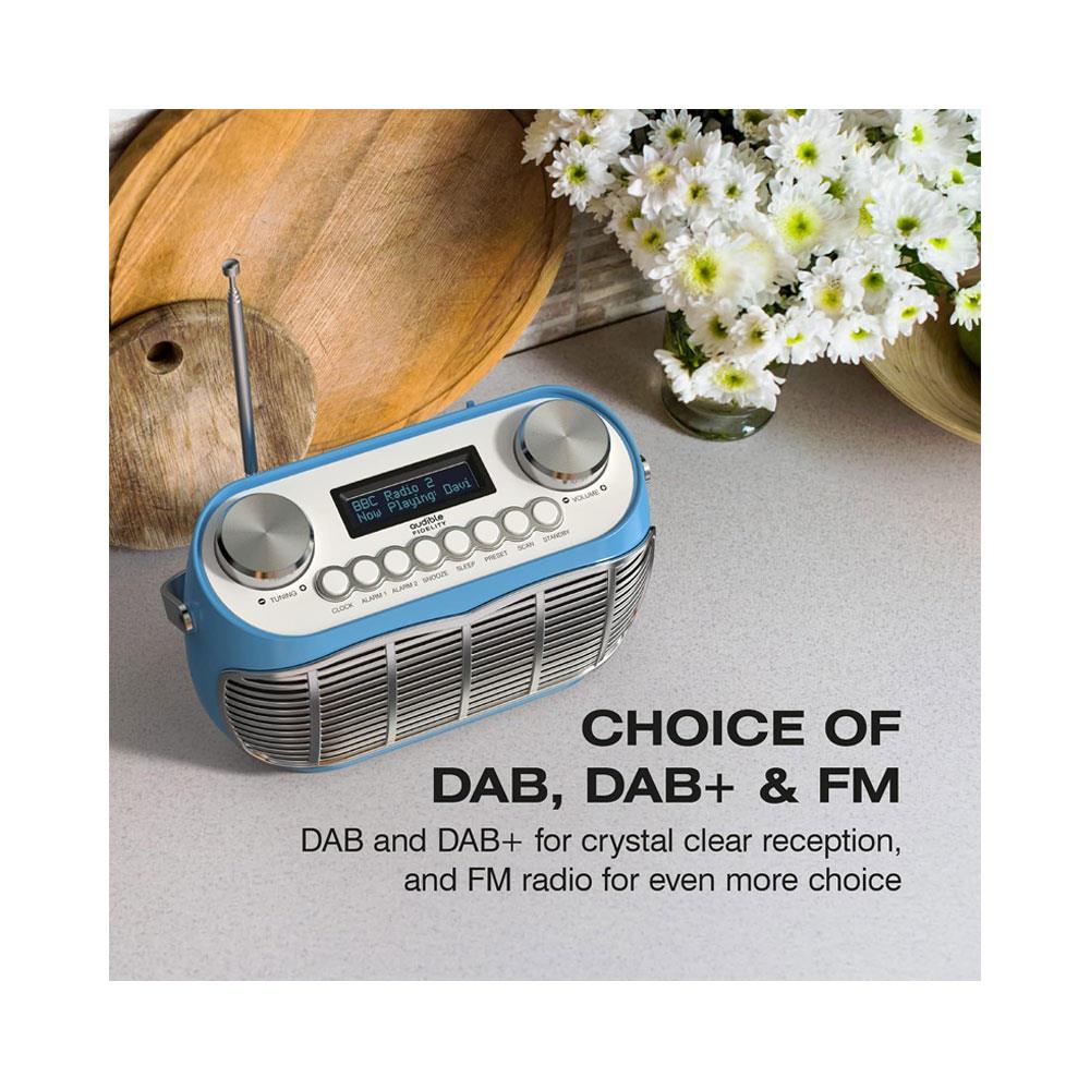 Audible Fidelity Detroit DAB/DAB Plus Retro Radio With Alarm Clock LCD Display - Blue