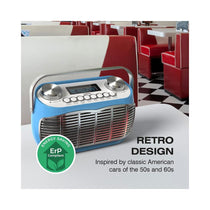 Audible Fidelity Detroit DAB/DAB Plus Retro Radio With Alarm Clock LCD Display - Blue