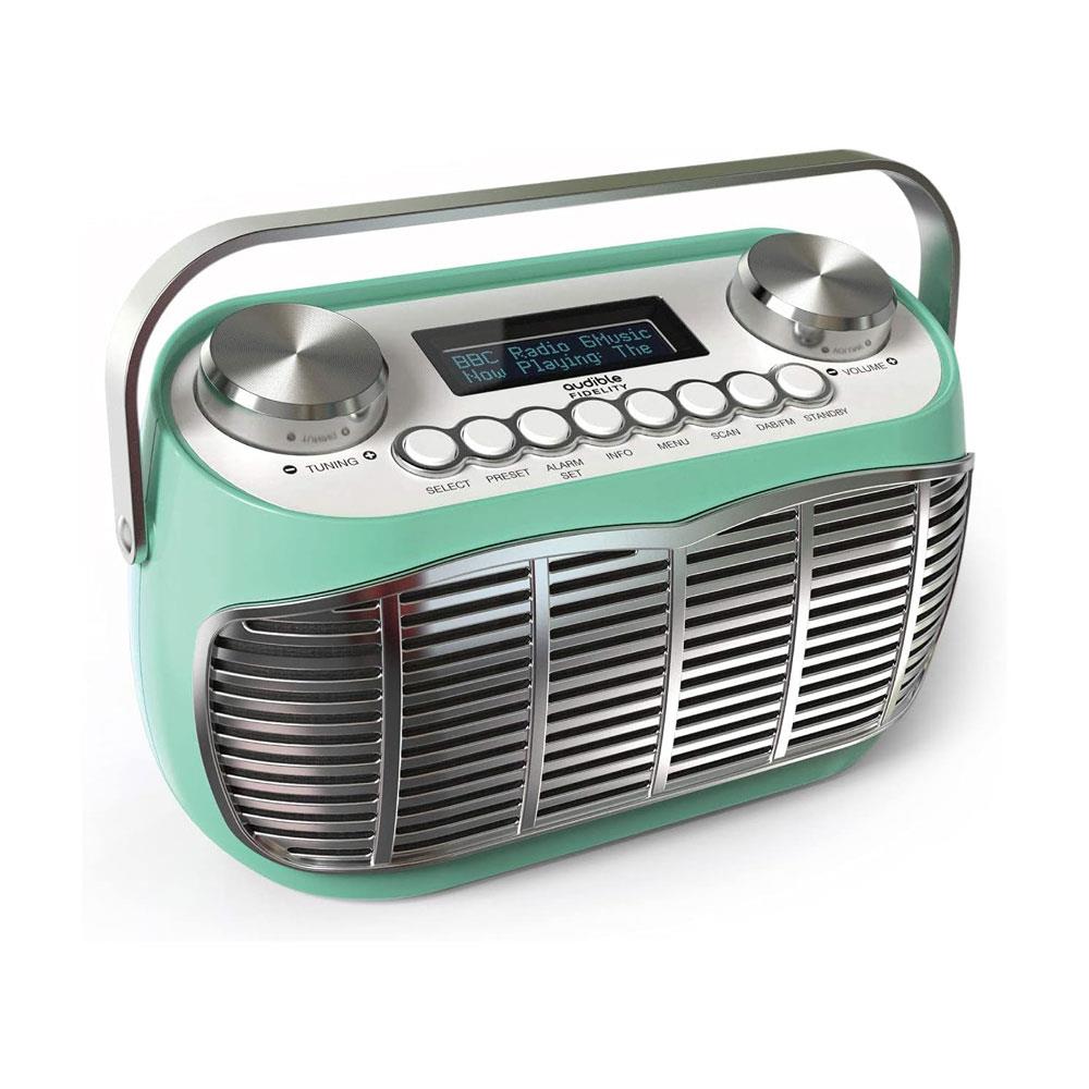 Audible Fidelity Detroit DAB/DAB Plus Retro Radio With Alarm Clock LCD Display - Green