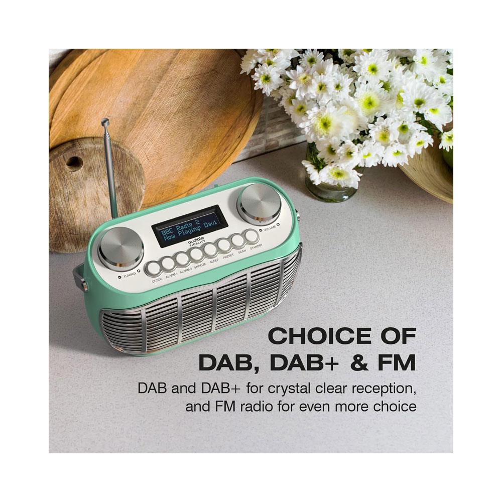 Audible Fidelity Detroit DAB/DAB Plus Retro Radio With Alarm Clock LCD Display - Green
