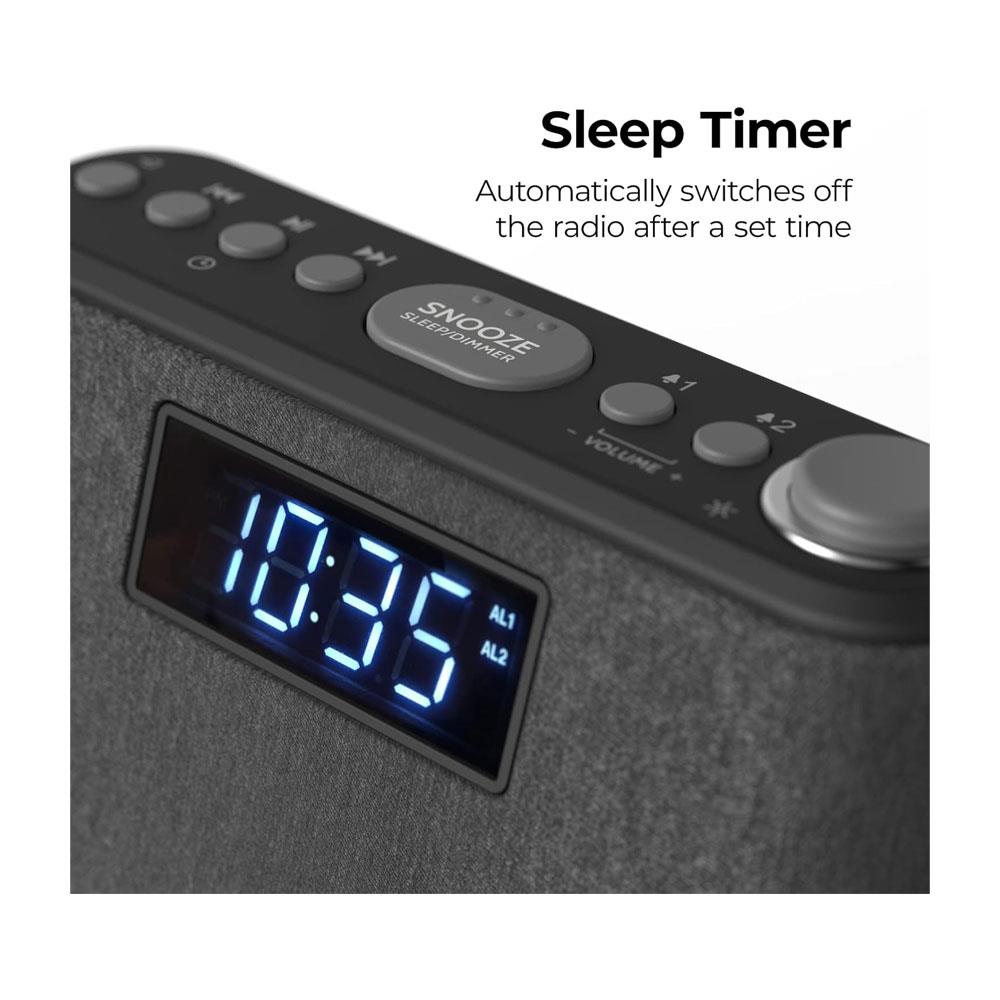 i-box Glow Bedside Alarm Clock With Bluetooth Wireless Charging & Nightlight 5W Stereo Speaker - Black