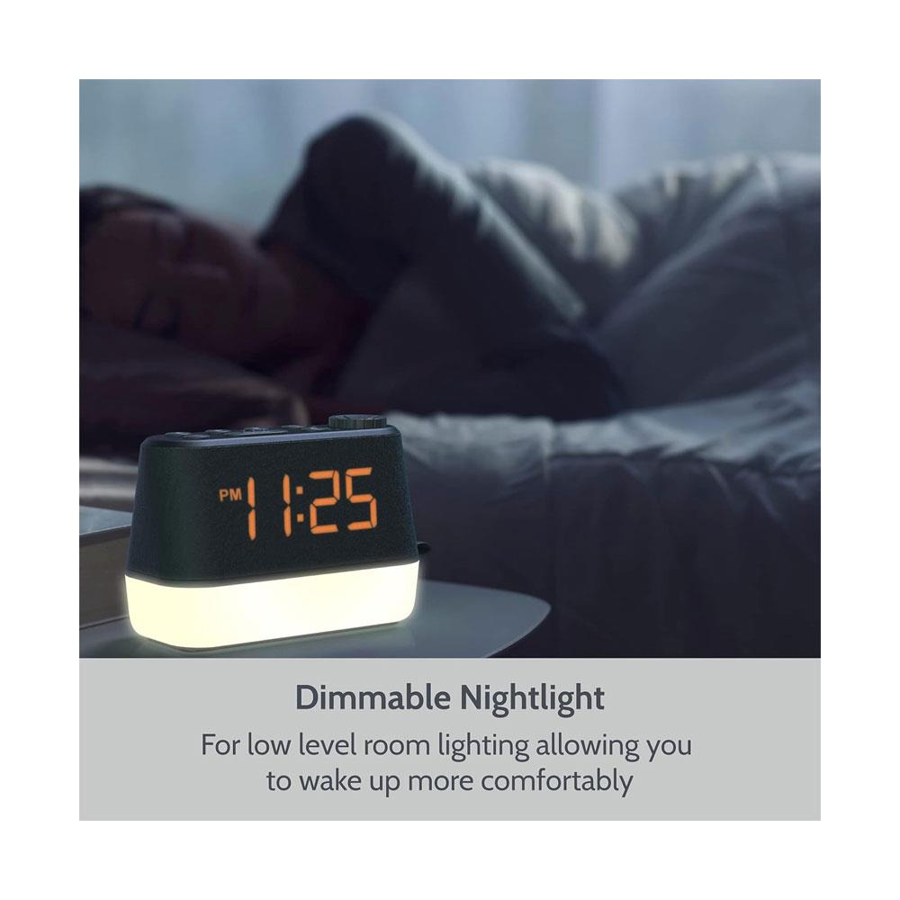i-box MiniGlow Alarm Clock Radio With Night Light USB Charging Port LED Display - Black/Blue Secondary image