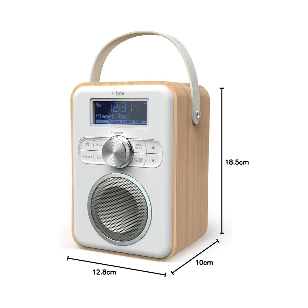 i-box Tune Portable DAB/DAB+/FM Portable Radio With Bluetooth USB Rechargeable - Oak