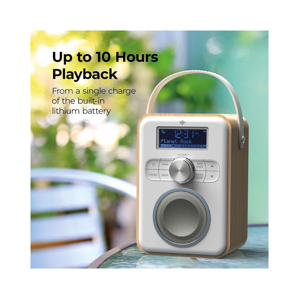 i-box Tune Portable DAB/DAB+/FM Portable Radio With Bluetooth USB Rechargeable - Oak