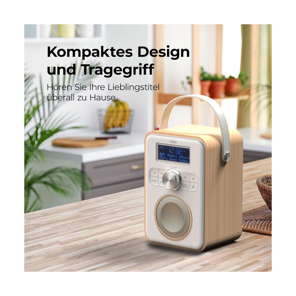 i-box Tune Portable DAB/DAB+/FM Portable Radio With Bluetooth USB Rechargeable - Oak