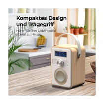 i-box Tune Portable DAB/DAB+/FM Portable Radio With Bluetooth USB Rechargeable - Oak