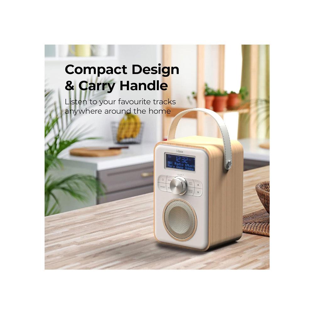 i-box Tune Portable DAB/DAB+/FM Portable Radio With Bluetooth USB Rechargeable - Oak