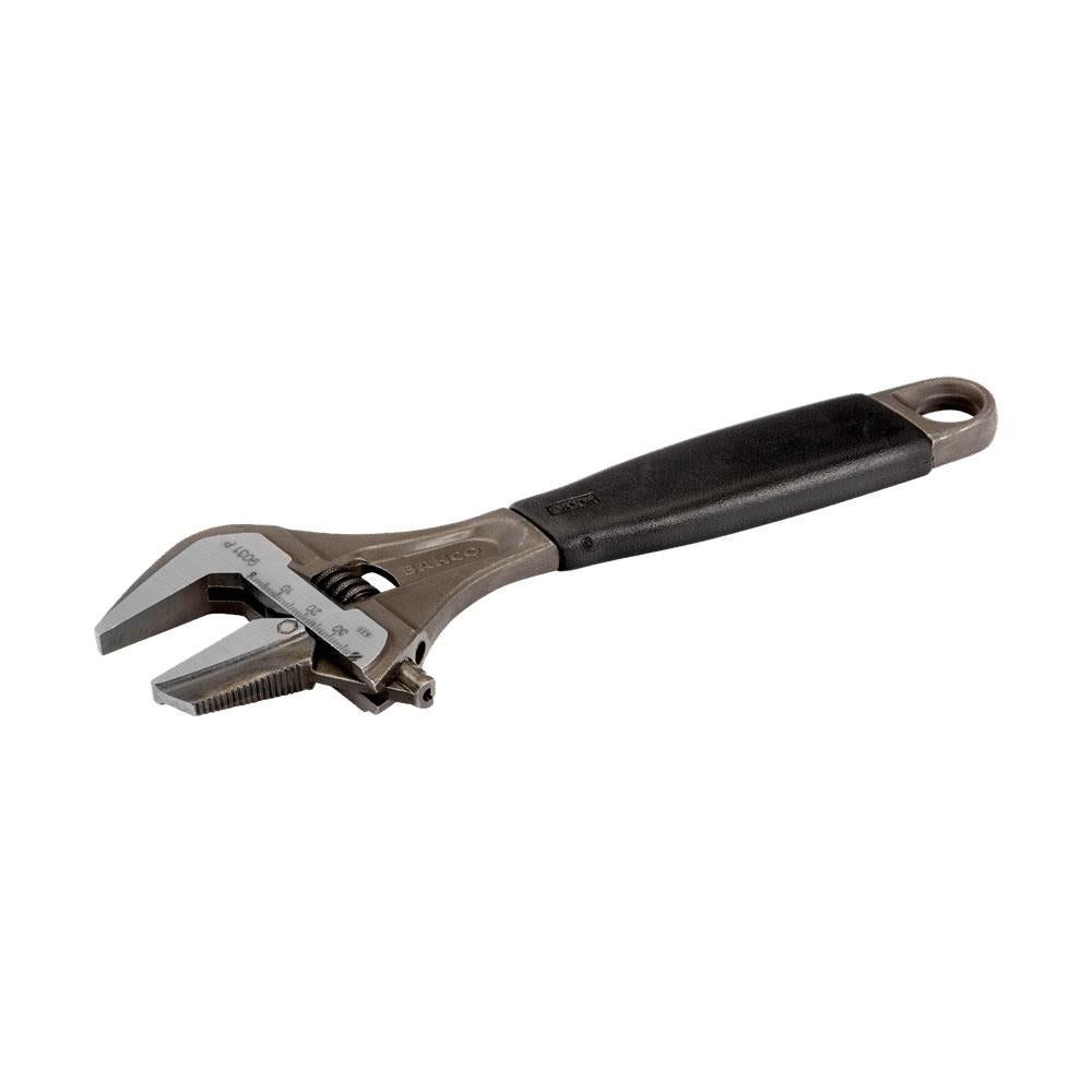 Bahco ERGO Central Nut Reversible Extra Wide Opening Jaw Adjustable Wrenches With Rubber Handle - Black Main image