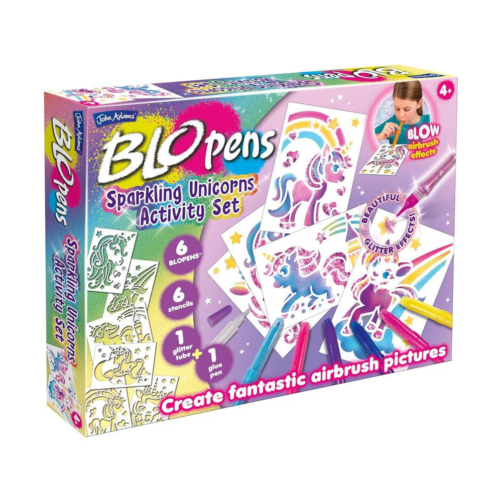 John Adams Blopens Sparkling Unicorn Activity Set Create Fantastic Airbrush Pictures - Multicolour Main image