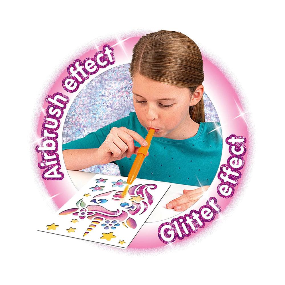 John Adams Blopens Sparkling Unicorn Activity Set Create Fantastic Airbrush Pictures - Multicolour