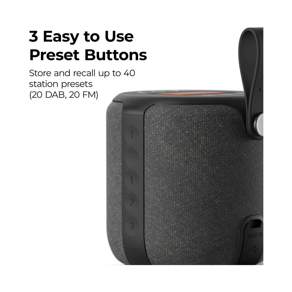 i-box Barrel Compact DAB/DAB+/FM Radio & Bluetooth Speaker - Black