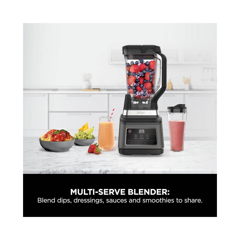 Ninja 2-In-1 Blender With Auto-IQ 3 Automatic Programs & 4 Manual Settings 1200W 2.1 Litres With 700ml Cup - Black & Silver