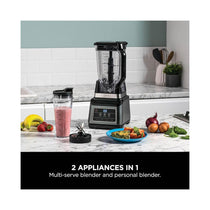 Ninja 2-In-1 Blender With Auto-IQ 3 Automatic Programs & 4 Manual Settings 1200W 2.1 Litres With 700ml Cup - Black & Silver