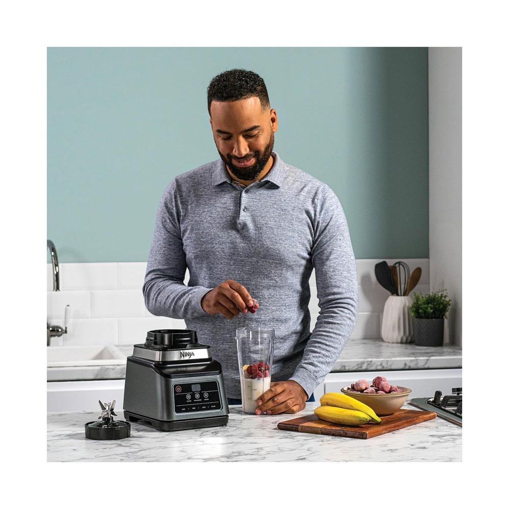 Ninja 2-In-1 Blender With Auto-IQ 3 Automatic Programs & 4 Manual Settings 1200W 2.1 Litres With 700ml Cup - Black & Silver