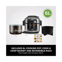 Ninja Foodi 11-In-1 Smart Lid Multi Cooker & Air Fryer With 11 Cooking Functions Stainless Steel 1460W 6 Litres - Black/Silver