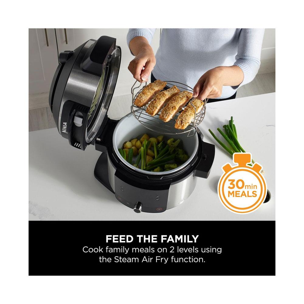 Ninja Foodi 11-In-1 Smart Lid Multi Cooker & Air Fryer With 11 Cooking Functions Stainless Steel 1460W 6 Litres - Black/Silver