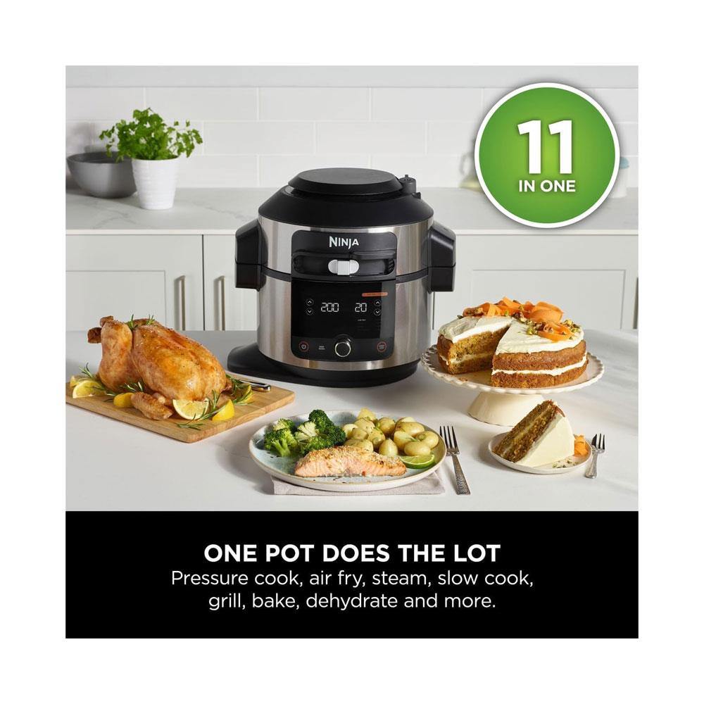 Ninja Foodi 11-In-1 Smart Lid Multi Cooker & Air Fryer With 11 Cooking Functions Stainless Steel 1460W 6 Litres - Black/Silver
