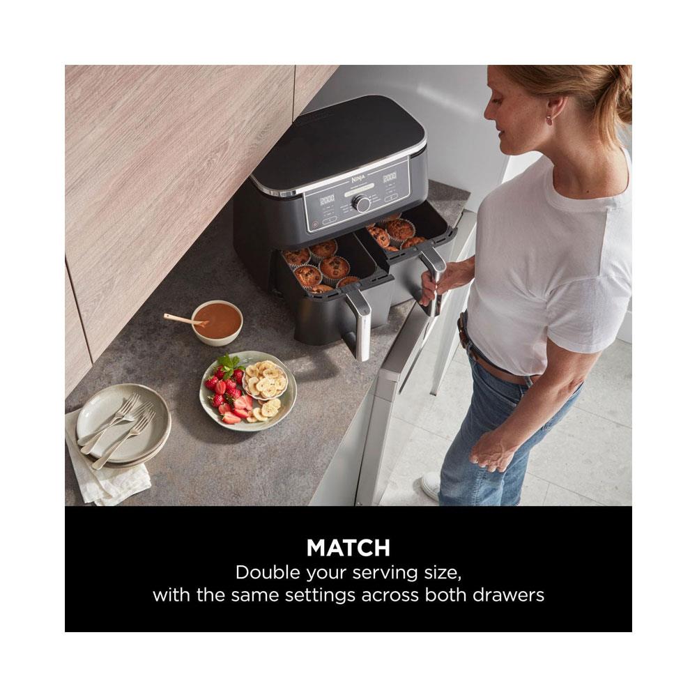 Ninja Foodi MAX Dual Zone Air Fryer Max Crisp Roast Bake Reheat And Dehydrate 2470W 9.5 Litres - Black