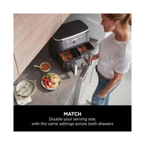 Ninja Foodi MAX Dual Zone Air Fryer Max Crisp Roast Bake Reheat And Dehydrate 2470W 9.5 Litres - Black