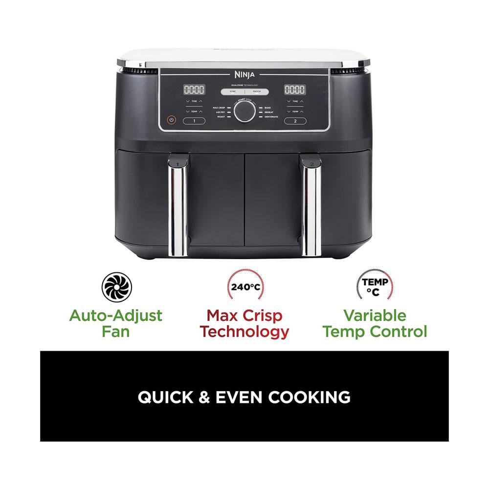 Ninja Foodi MAX Dual Zone Air Fryer Max Crisp Roast Bake Reheat And Dehydrate 2470W 9.5 Litres - Black