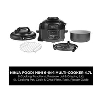 Ninja Foodi Mini 6-In-1 Multi Cooker With 6 Cooking Functions Stainless Steel 1460W 4.7 Litres - Black