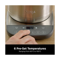 Ninja Perfect Temperature Kettle Rapid Boil LED Display Stainless Steel 3000W 1.7 Litres - Silver