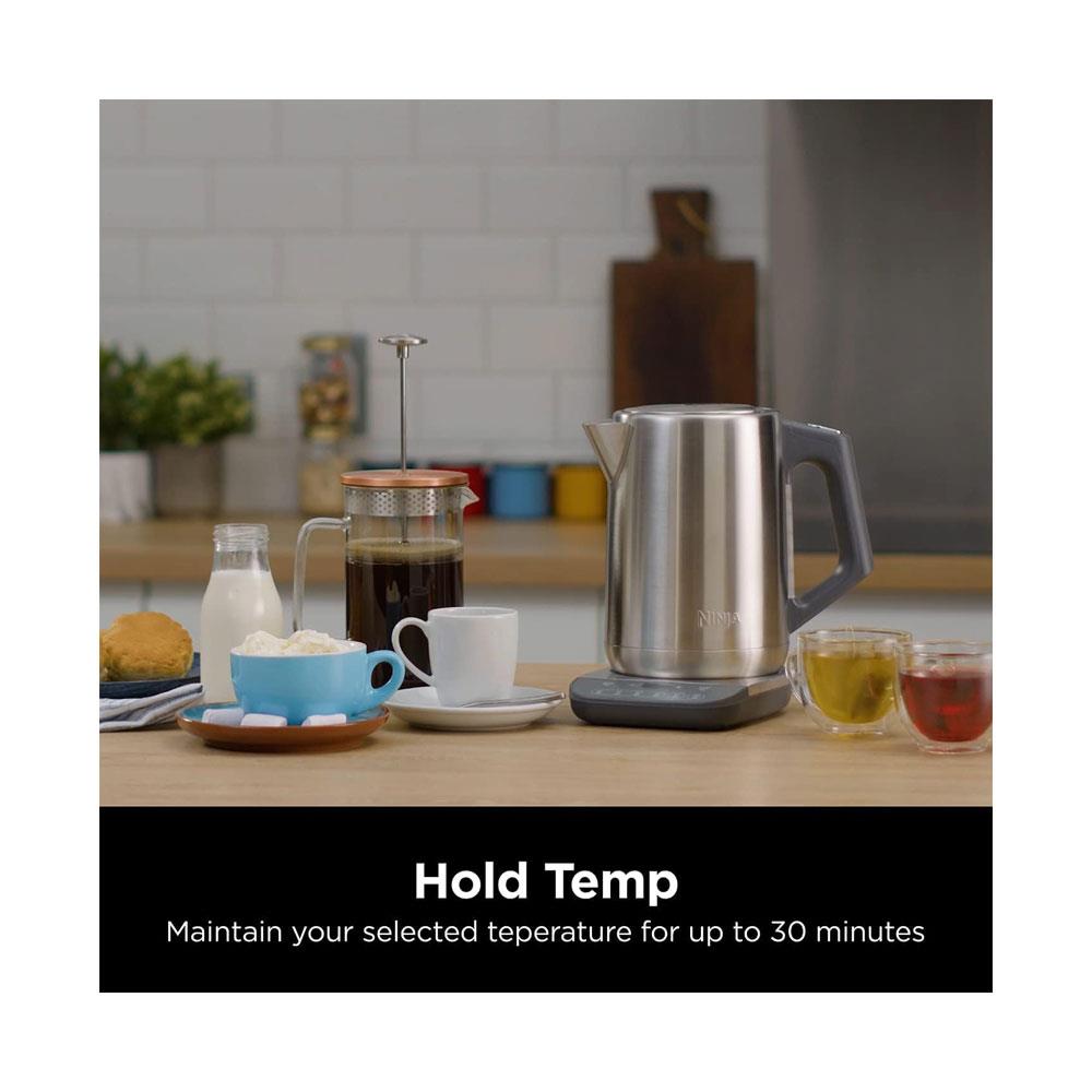 Ninja Perfect Temperature Kettle Rapid Boil LED Display Stainless Steel 3000W 1.7 Litres - Silver