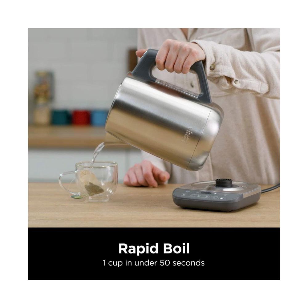 Ninja Perfect Temperature Kettle Rapid Boil LED Display Stainless Steel 3000W 1.7 Litres - Silver