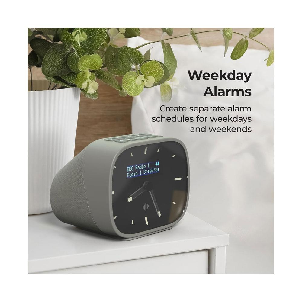 i-box Dream Bedside Alarm Clock With DAB/DAB+/FM Radio With Bluetooth Digital Glow In The Dark Display 5W Mono Speaker - Grey
