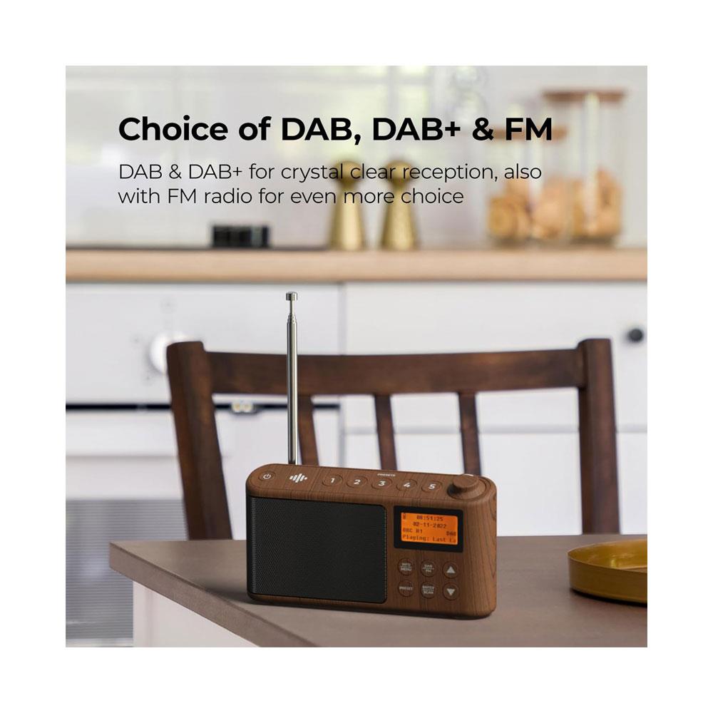 i-box Spectrum DAB/DAB+/FM Portable Radio Large LCD Display 3W Stereo Up To 15 hours - Wood Effect