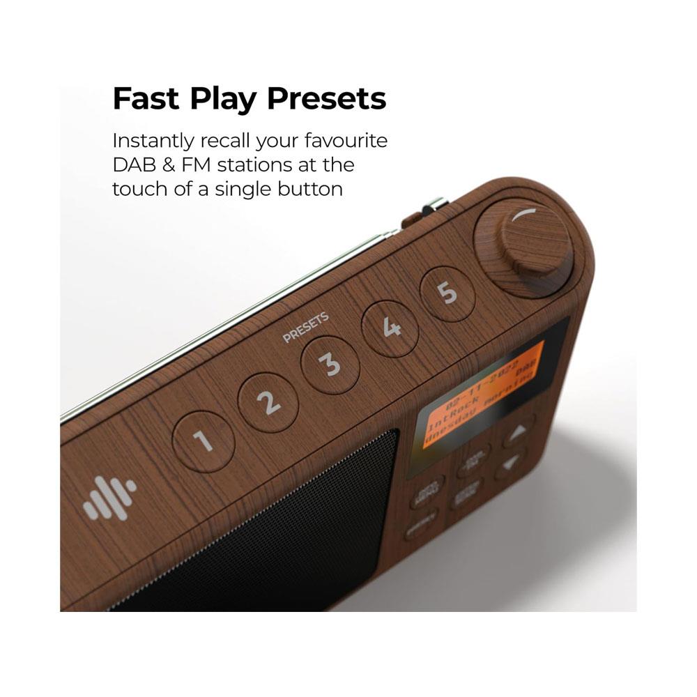 i-box Spectrum DAB/DAB+/FM Portable Radio Large LCD Display 3W Stereo Up To 15 hours - Wood Effect
