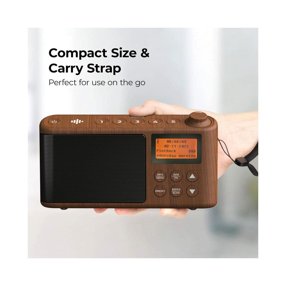 i-box Spectrum DAB/DAB+/FM Portable Radio Large LCD Display 3W Stereo Up To 15 hours - Wood Effect