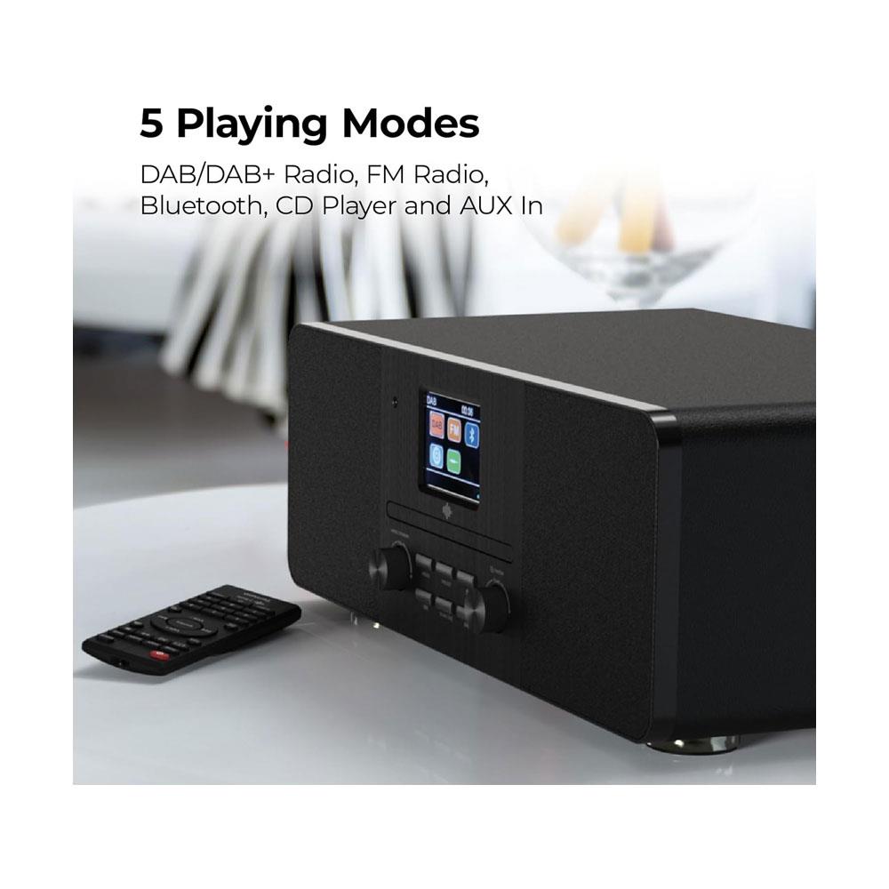 i-box Tempo Compact Hi-Fi Stereo System CD Player DAB/DAB+/FM Radio 20W Bluetooth Speakers Digital LED Display - Black Secondary image