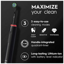 Oral-B Pro Series 3 Electric Rechargeable Toothbrush With Travel Case 3 Cleaning Modes Exclusive Design Edition - Black