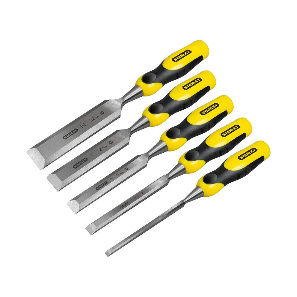 Stanley Dynagrip Chisels And Strike Cap Set With Accessories - 5 Piece