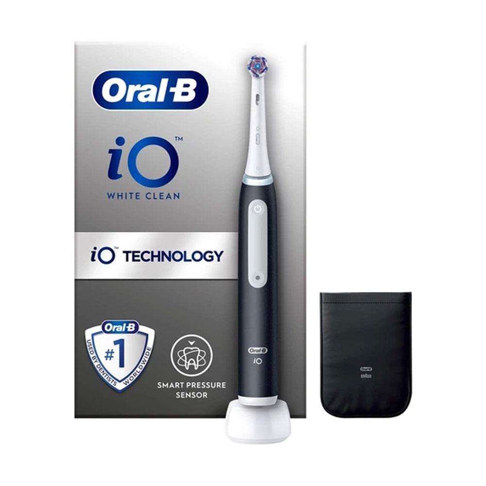 Oral-B iO 3 White Clean Electric Toothbrush With Bonus Charger Pouch 2 Brushing Mode - Black