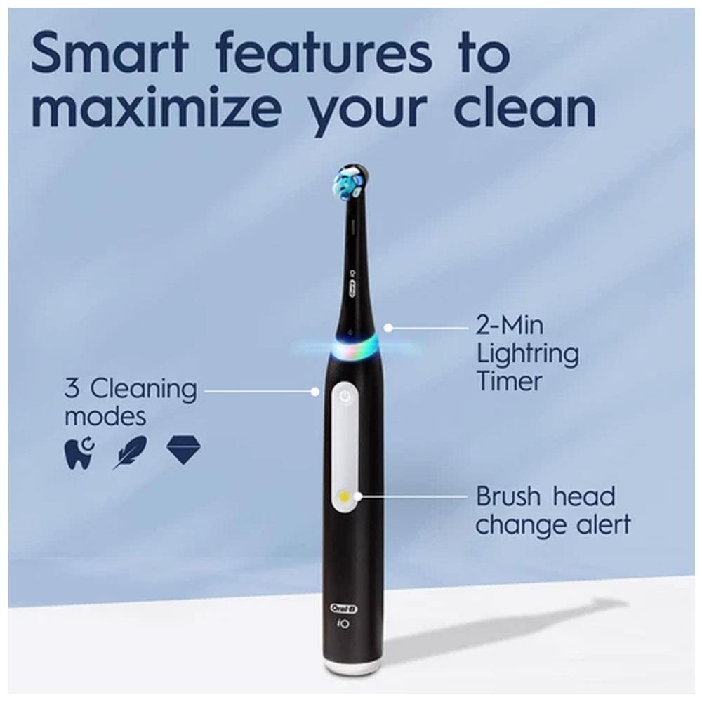 Oral-B iO 3 White Clean Electric Toothbrush With Bonus Charger Pouch 2 Brushing Mode - Black