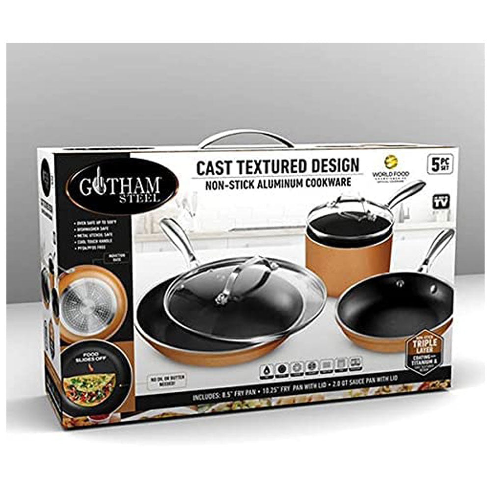 Gotham Steel Non Stick Cast Textured Cookware 5 Piece Set Secondary image