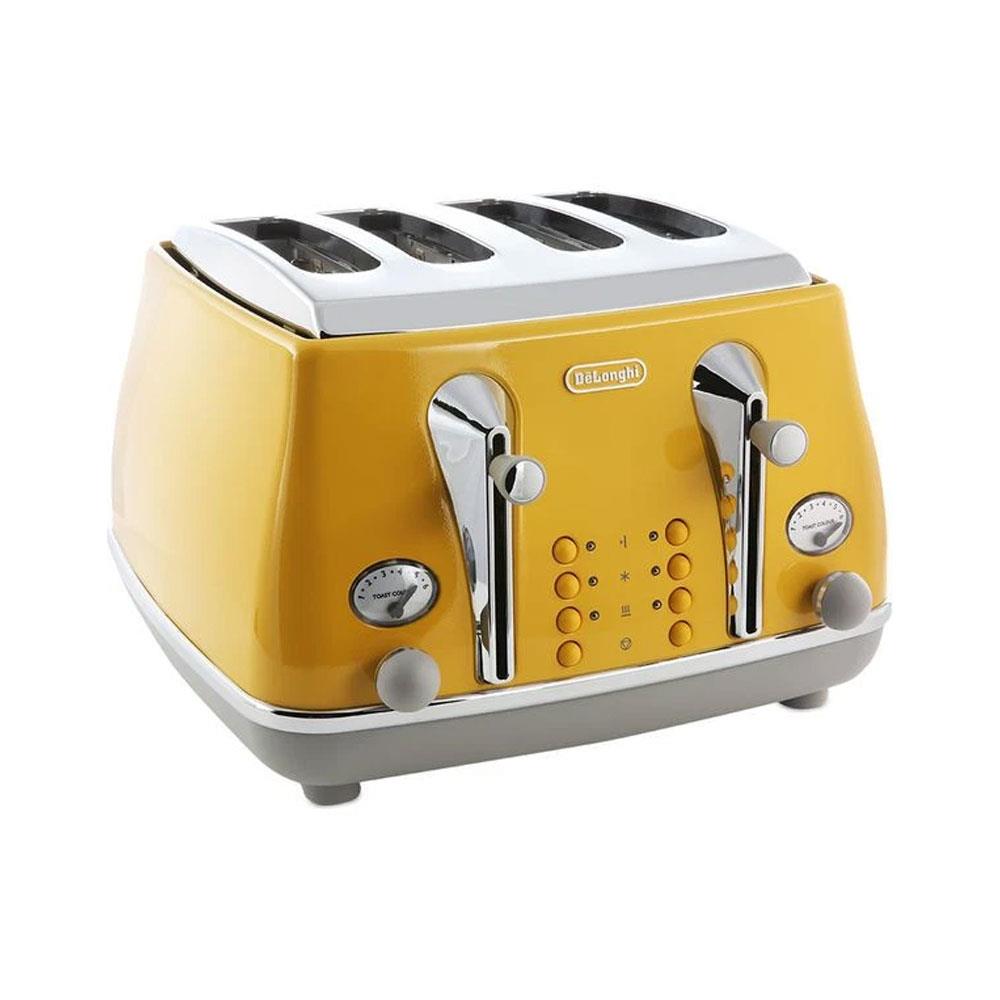 Delonghi Icona Capitals New York 4 Slice Toaster 1800W - Yellow